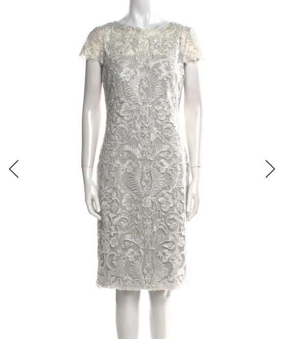 Lilly Pulitzer Dresses & Skirts - Tadashi Shoji Dress Lace Embroidery Metallic Mesh Sheath Evening Gown Cocktail